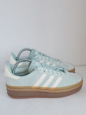 adidas Gazelle Platform Sneakers - Light Blue & White
